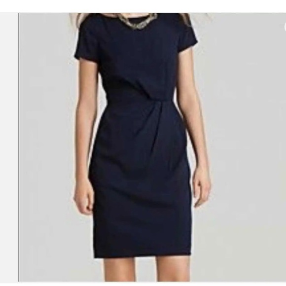 Theory Black Balbina Drapey Wool Blend Dress Career Short Sleeve - Picture 3 of 10